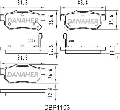 Danaher DBP1103 - Bremžu uzliku kompl., Disku bremzes autodraugiem.lv