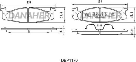 Danaher DBP1170 - Bremžu uzliku kompl., Disku bremzes autodraugiem.lv