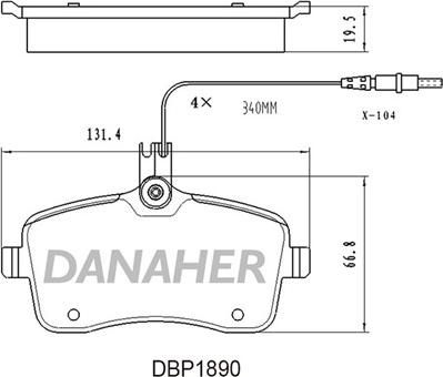 Danaher DBP1890 - Bremžu uzliku kompl., Disku bremzes autodraugiem.lv