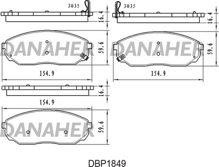Danaher DBP1849 - Bremžu uzliku kompl., Disku bremzes autodraugiem.lv
