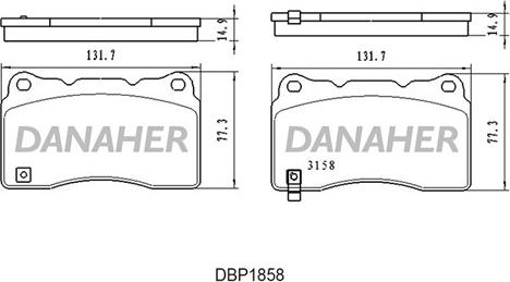 Danaher DBP1858 - Bremžu uzliku kompl., Disku bremzes autodraugiem.lv