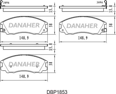 Danaher DBP1853 - Bremžu uzliku kompl., Disku bremzes autodraugiem.lv