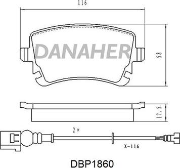 Danaher DBP1860 - Bremžu uzliku kompl., Disku bremzes autodraugiem.lv