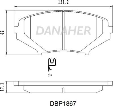 Danaher DBP1867 - Bremžu uzliku kompl., Disku bremzes autodraugiem.lv