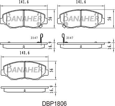 Danaher DBP1806 - Bremžu uzliku kompl., Disku bremzes autodraugiem.lv
