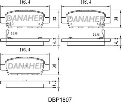 Danaher DBP1807 - Bremžu uzliku kompl., Disku bremzes autodraugiem.lv