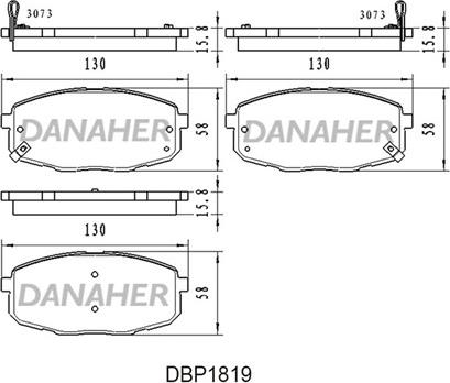 Danaher DBP1819 - Bremžu uzliku kompl., Disku bremzes autodraugiem.lv