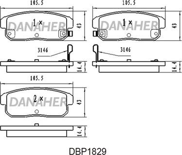 Danaher DBP1829 - Bremžu uzliku kompl., Disku bremzes autodraugiem.lv