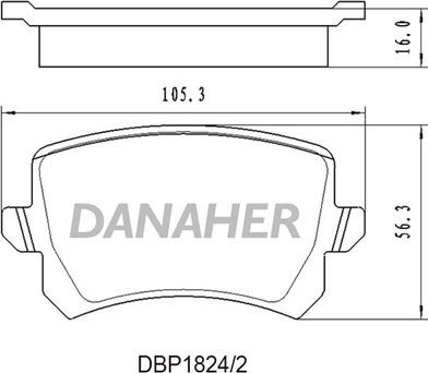 Danaher DBP1824/2 - Bremžu uzliku kompl., Disku bremzes autodraugiem.lv