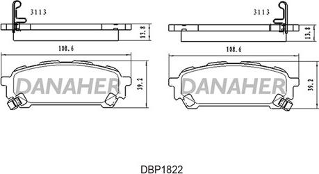 Danaher DBP1822 - Bremžu uzliku kompl., Disku bremzes autodraugiem.lv