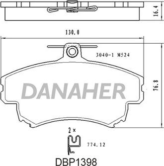 Danaher DBP1398 - Bremžu uzliku kompl., Disku bremzes autodraugiem.lv