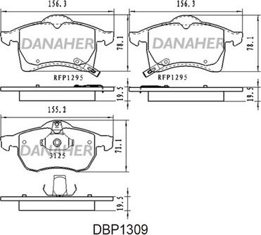Danaher DBP1309 - Bremžu uzliku kompl., Disku bremzes autodraugiem.lv
