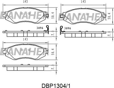 Danaher DBP1304/1 - Bremžu uzliku kompl., Disku bremzes autodraugiem.lv