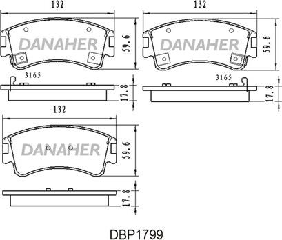 Danaher DBP1799 - Bremžu uzliku kompl., Disku bremzes autodraugiem.lv