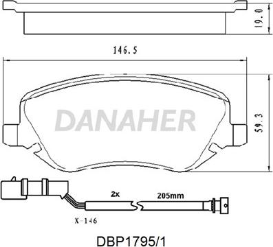 Danaher DBP1795/1 - Bremžu uzliku kompl., Disku bremzes autodraugiem.lv