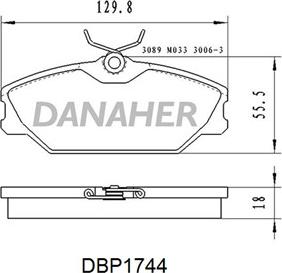 Danaher DBP1744 - Bremžu uzliku kompl., Disku bremzes autodraugiem.lv