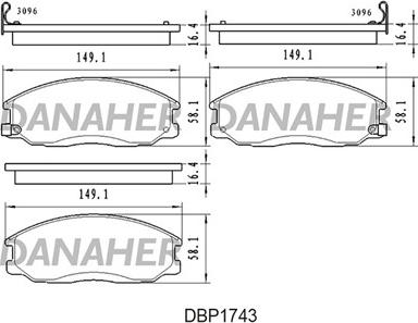 Danaher DBP1743 - Bremžu uzliku kompl., Disku bremzes autodraugiem.lv