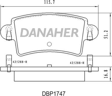 Danaher DBP1747 - Bremžu uzliku kompl., Disku bremzes autodraugiem.lv