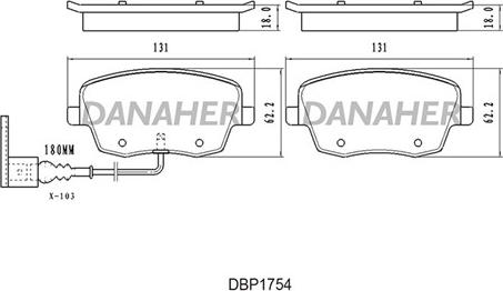 Danaher DBP1754 - Bremžu uzliku kompl., Disku bremzes autodraugiem.lv