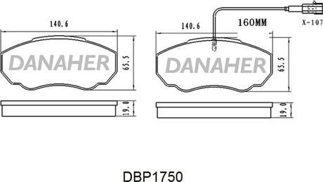 Danaher DBP1750 - Bremžu uzliku kompl., Disku bremzes autodraugiem.lv