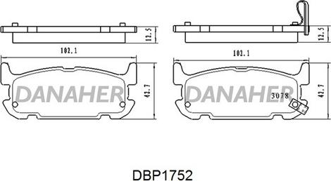 Danaher DBP1752 - Bremžu uzliku kompl., Disku bremzes autodraugiem.lv