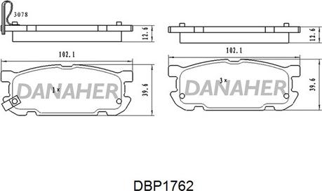 Danaher DBP1762 - Bremžu uzliku kompl., Disku bremzes autodraugiem.lv