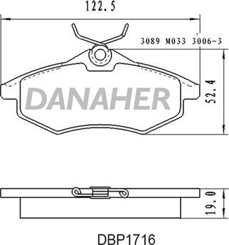 Danaher DBP1716 - Bremžu uzliku kompl., Disku bremzes autodraugiem.lv