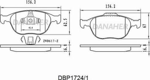 Danaher DBP1724/1 - Bremžu uzliku kompl., Disku bremzes autodraugiem.lv
