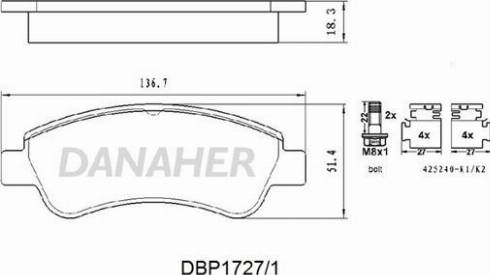 Danaher DBP1727/1 - Bremžu uzliku kompl., Disku bremzes autodraugiem.lv