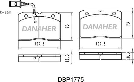 Danaher DBP1775 - Bremžu uzliku kompl., Disku bremzes autodraugiem.lv