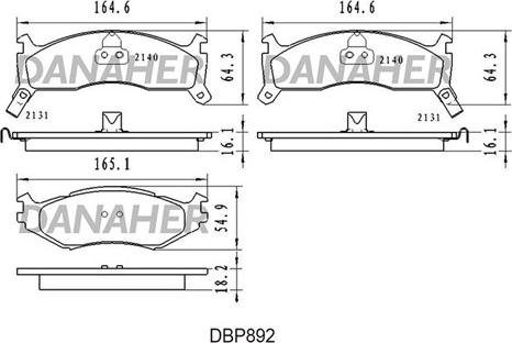 Danaher DBP892 - Bremžu uzliku kompl., Disku bremzes autodraugiem.lv