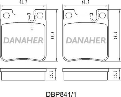 Danaher DBP841/1 - Bremžu uzliku kompl., Disku bremzes autodraugiem.lv