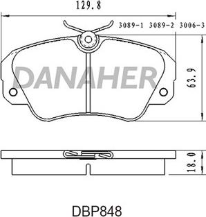 Danaher DBP848 - Bremžu uzliku kompl., Disku bremzes autodraugiem.lv
