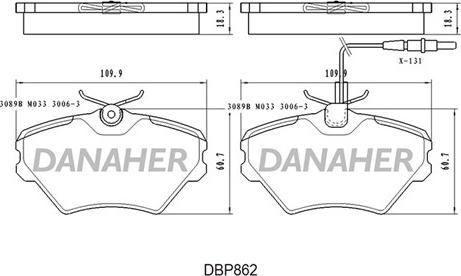 Danaher DBP862 - Bremžu uzliku kompl., Disku bremzes autodraugiem.lv