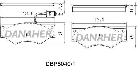 Danaher DBP8040/1 - Bremžu uzliku kompl., Disku bremzes autodraugiem.lv