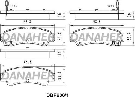 Danaher DBP806/1 - Bremžu uzliku kompl., Disku bremzes autodraugiem.lv