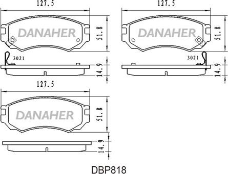 Danaher DBP818 - Bremžu uzliku kompl., Disku bremzes autodraugiem.lv