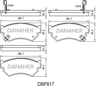 Danaher DBP817 - Bremžu uzliku kompl., Disku bremzes autodraugiem.lv