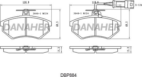 Danaher DBP884 - Bremžu uzliku kompl., Disku bremzes autodraugiem.lv