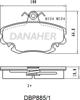 Danaher DBP885/1 - Bremžu uzliku kompl., Disku bremzes autodraugiem.lv