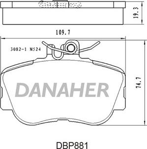 Danaher DBP881 - Bremžu uzliku kompl., Disku bremzes autodraugiem.lv