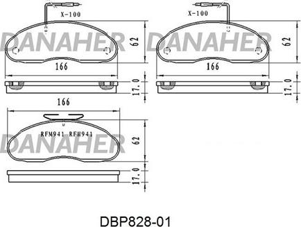 Danaher DBP828-01 - Bremžu uzliku kompl., Disku bremzes autodraugiem.lv