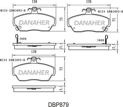 Danaher DBP879 - Bremžu uzliku kompl., Disku bremzes autodraugiem.lv