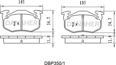 Danaher DBP350/1 - Bremžu uzliku kompl., Disku bremzes autodraugiem.lv