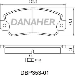 Danaher DBP353-01 - Bremžu uzliku kompl., Disku bremzes autodraugiem.lv