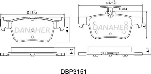 Danaher DBP3151 - Bremžu uzliku kompl., Disku bremzes autodraugiem.lv