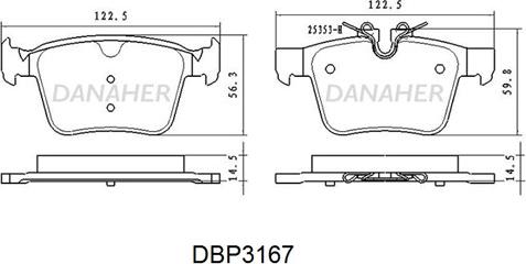 Danaher DBP3167 - Bremžu uzliku kompl., Disku bremzes autodraugiem.lv