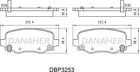 Danaher DBP3253 - Bremžu uzliku kompl., Disku bremzes autodraugiem.lv