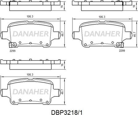 Danaher DBP3218/1 - Bremžu uzliku kompl., Disku bremzes autodraugiem.lv
