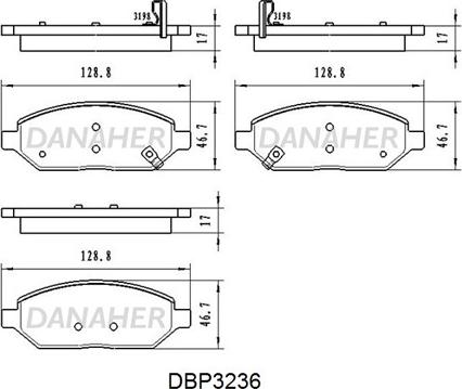 Danaher DBP3236 - Bremžu uzliku kompl., Disku bremzes autodraugiem.lv